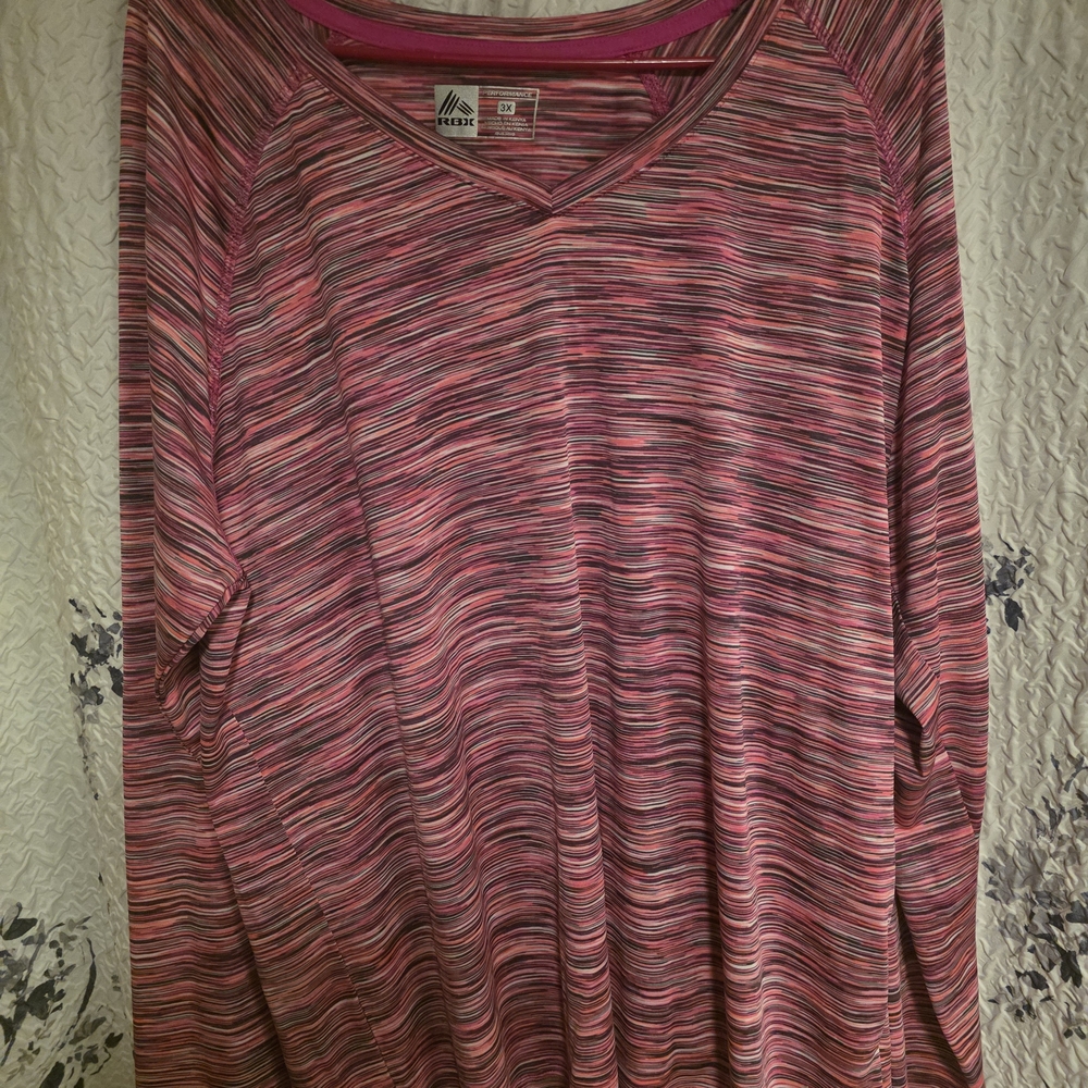 Active RBX Women's Vibrant Pink and Gray Long Sleeve Tee